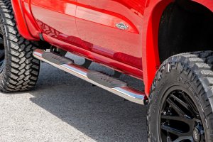 Chevrolet Silverado 1500 Oval Nerf Steps - Rough Country - Stainless - '19-'24